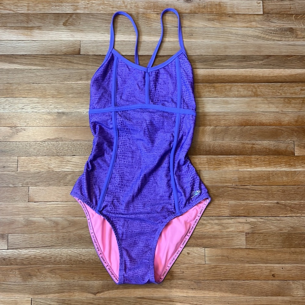 NEW Speedo Missy Franklin Endurance Lite Lilac Purple Reptile One Piece Swim 10